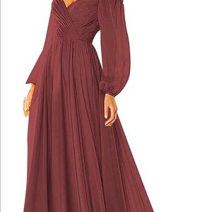 Long Sleeve Dress Off The Shoulder Chiffon Bridesmaid Dress Formal Evening Gowns